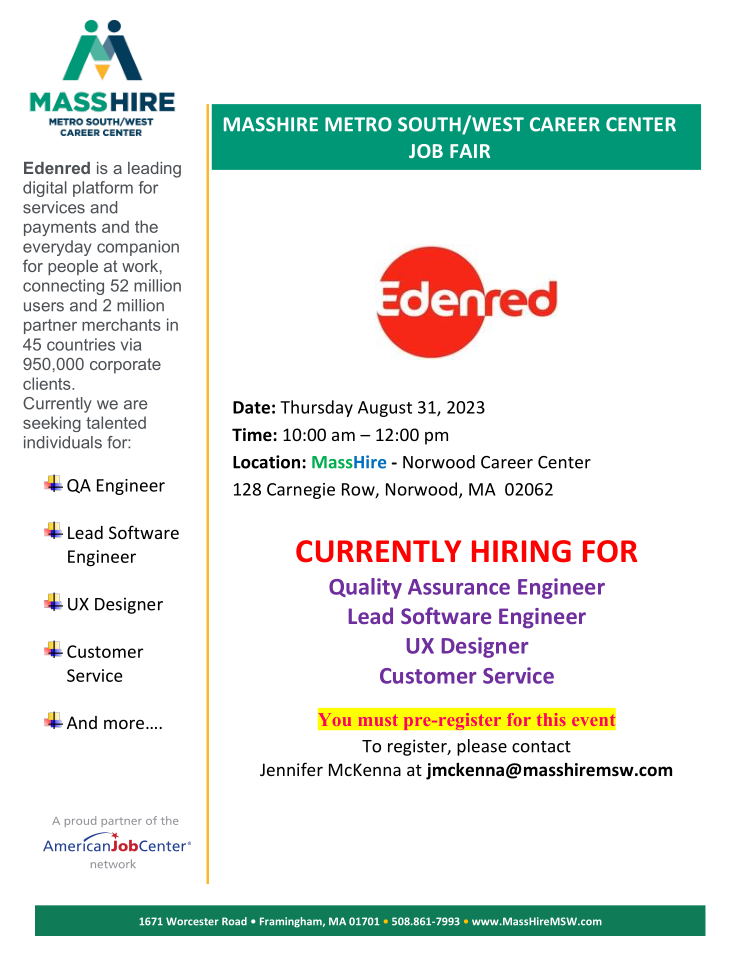 Edenred Job Fair flyer